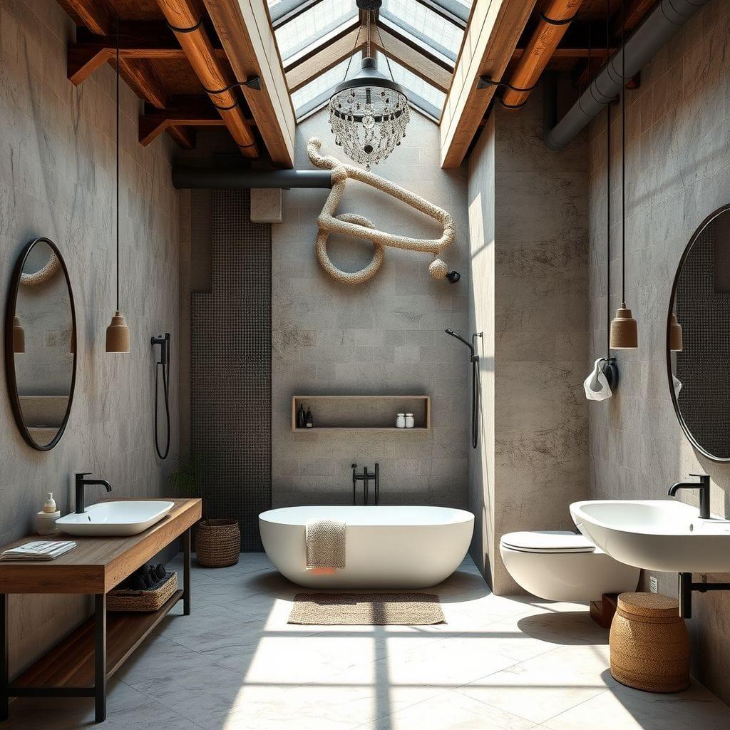 Industrial hotel bathroom - AI Generated