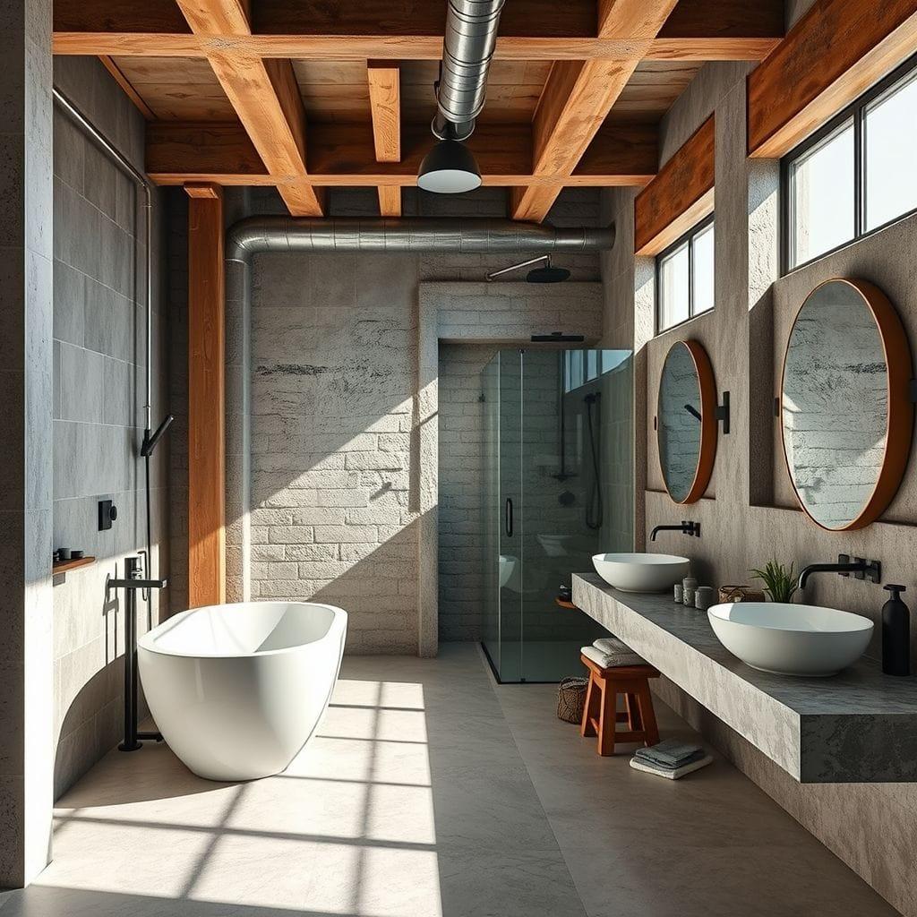 Industrial hotel bathroom - AI Generated