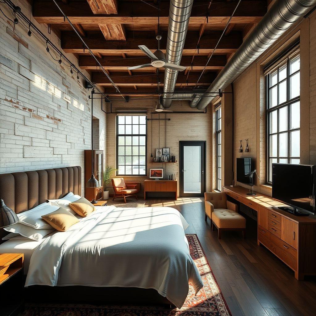 Industrial hotel room - AI Generated