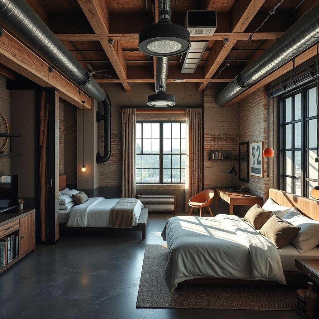 Industrial hotel room - AI Generated