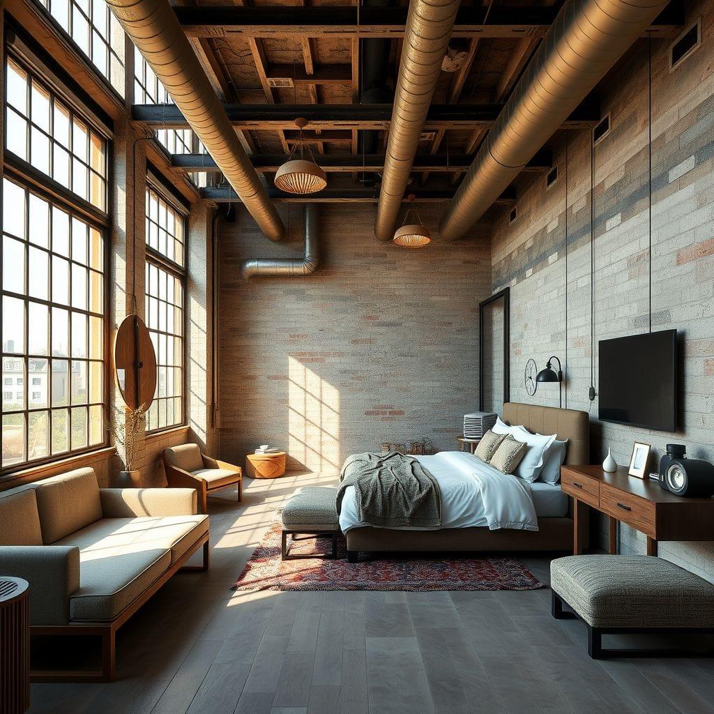Industrial hotel room - AI Generated