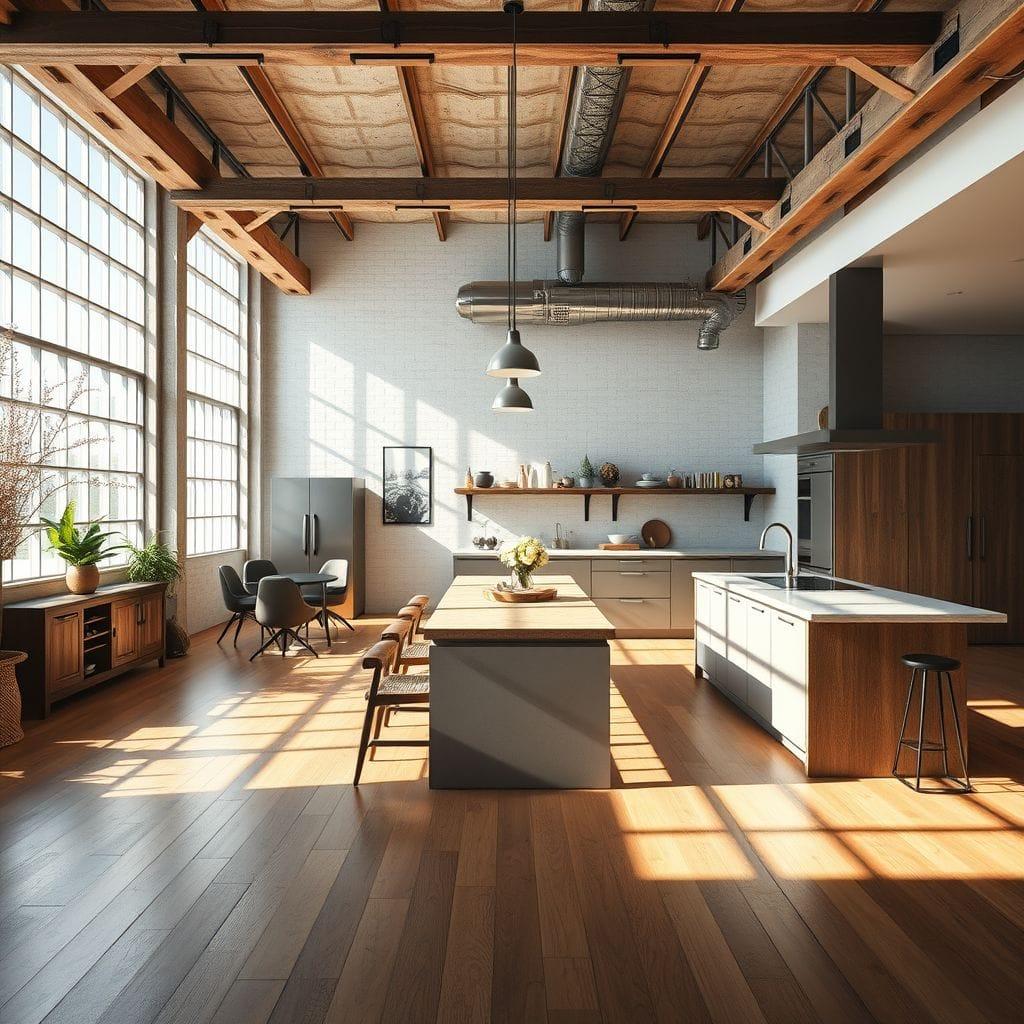 Industrial kitchen living combo - AI Generated