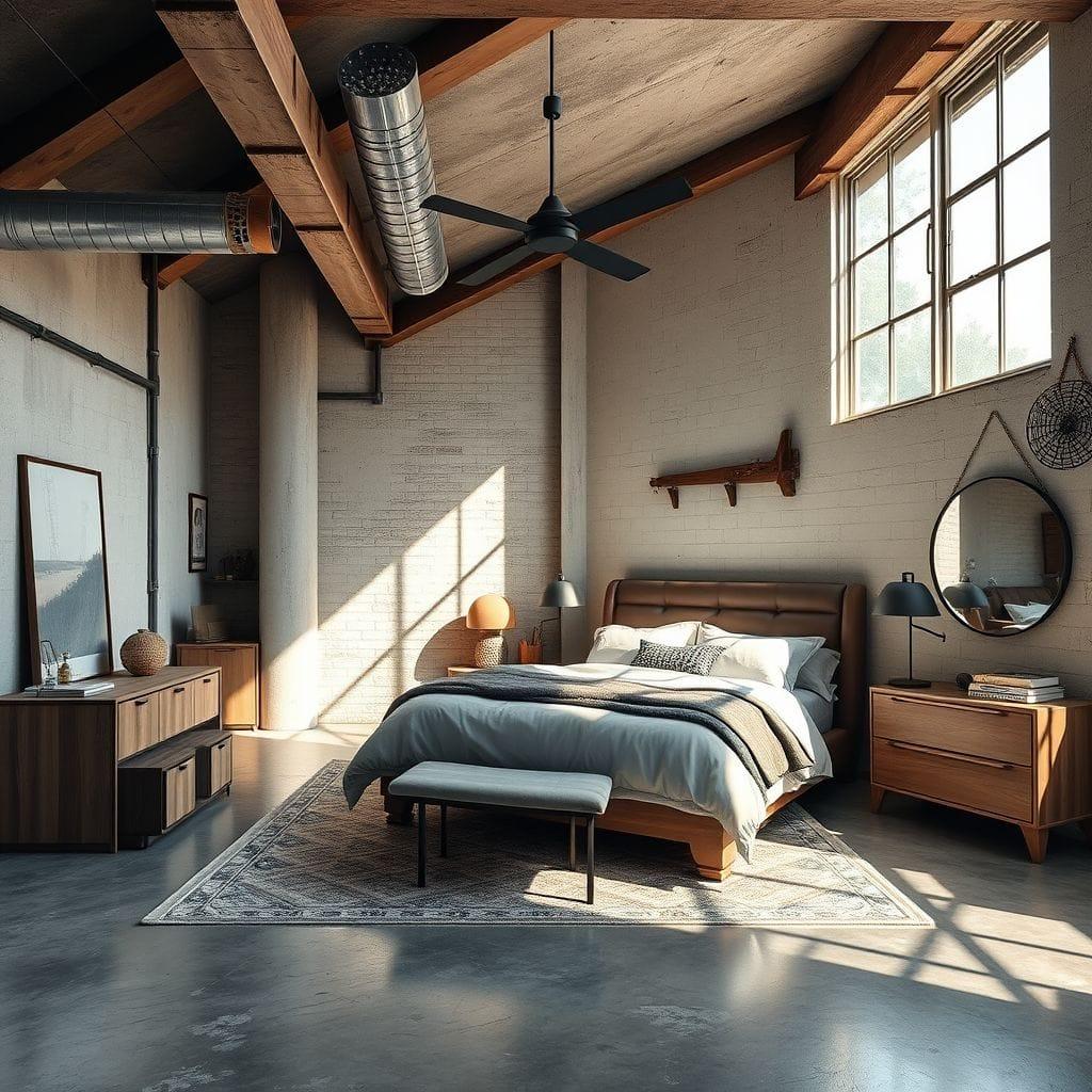 Industrial master bedroom - AI Generated