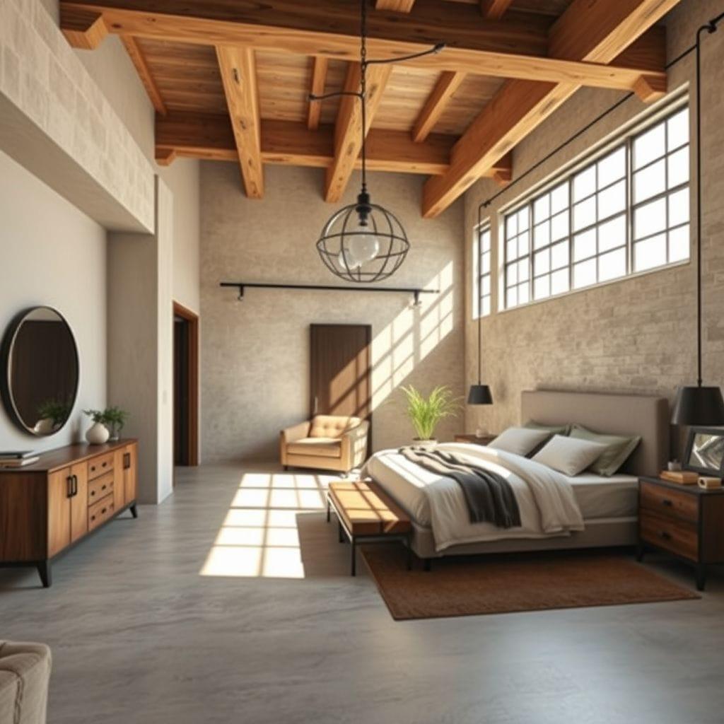Industrial master bedroom - AI Generated
