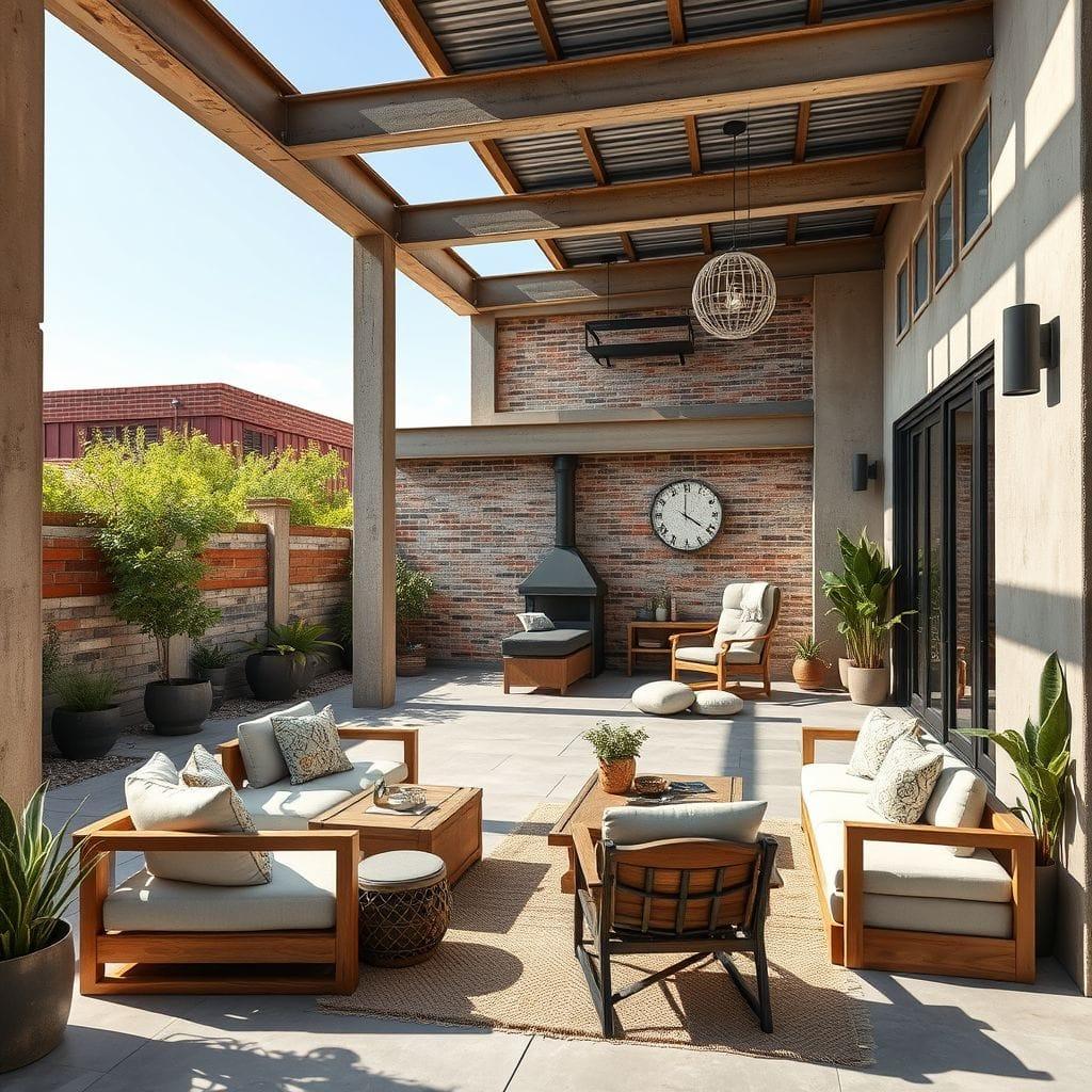 Industrial outdoor patio - AI Generated