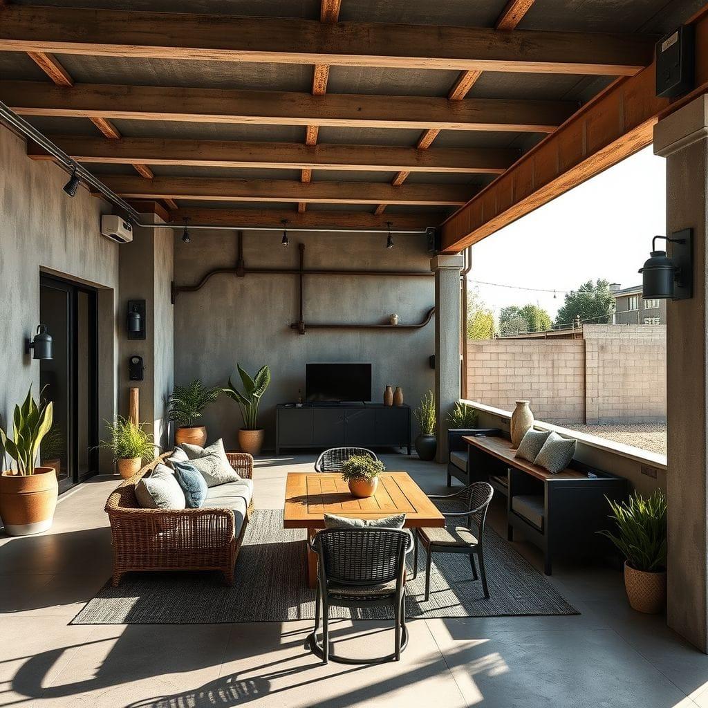 Industrial outdoor patio - AI Generated
