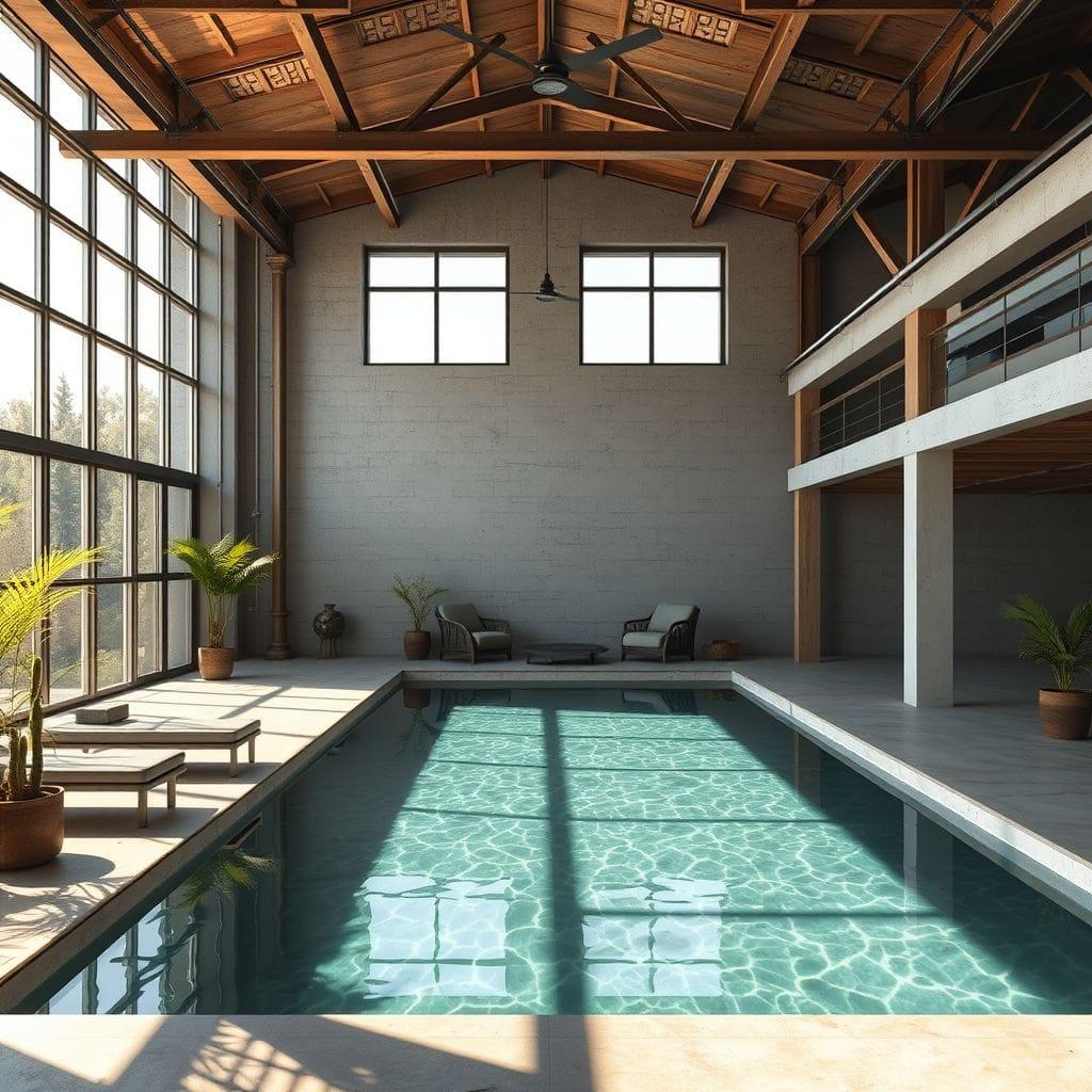 Industrial outdoor pool area - AI Generated