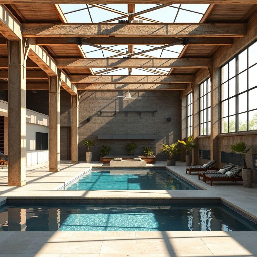 Industrial outdoor pool area - AI Generated