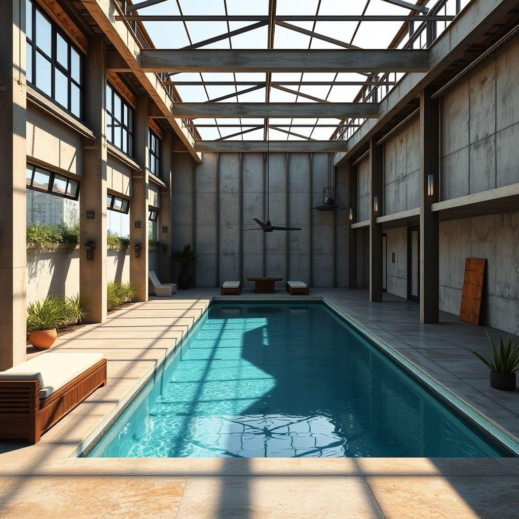 Industrial outdoor pool area - AI Generated