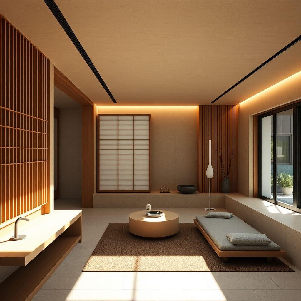 Japandi basement - AI Generated