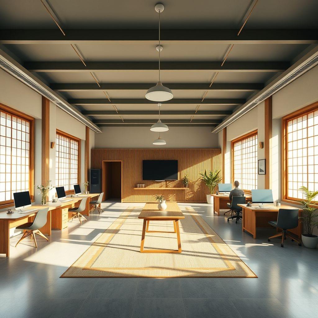 Japandi coworking space - AI Generated