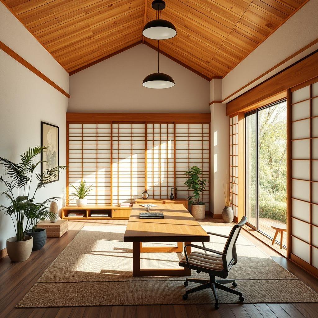 Japandi home office - AI Generated