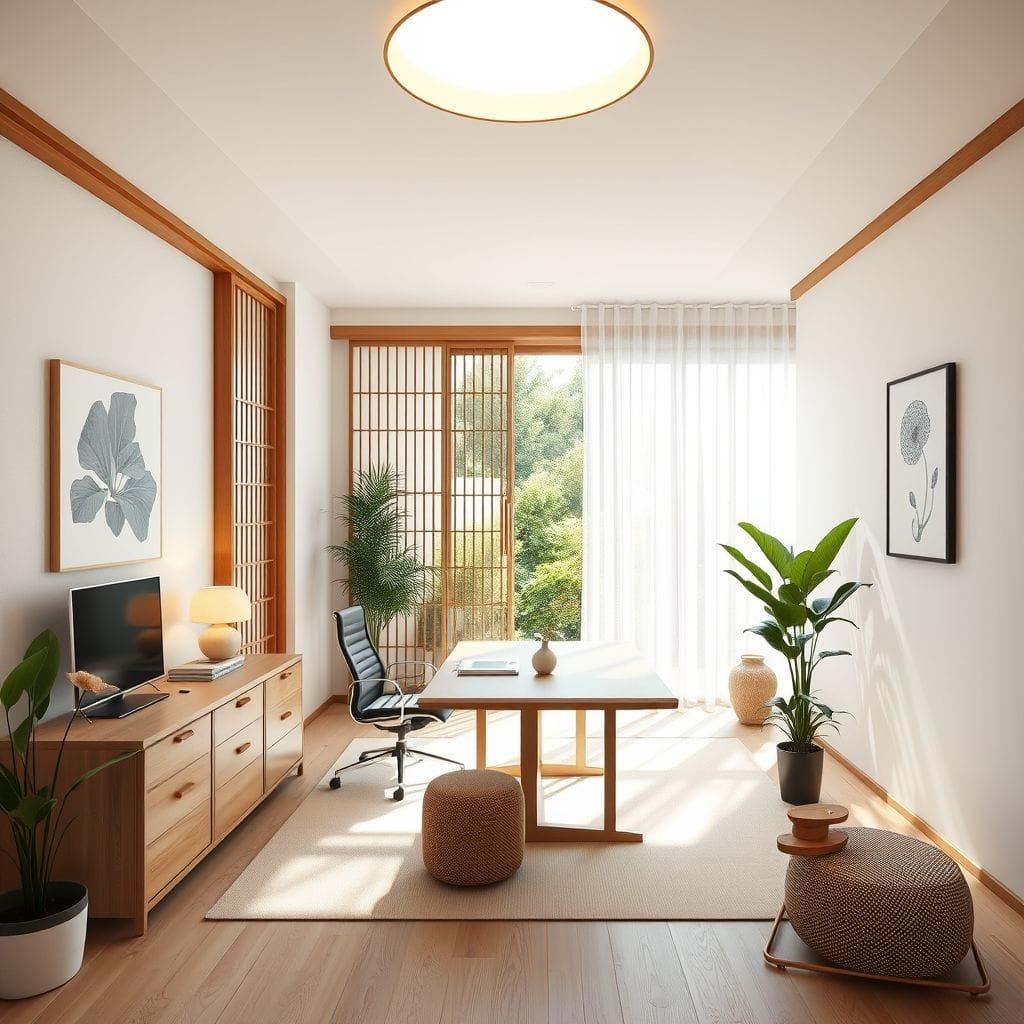 Japandi home office - AI Generated