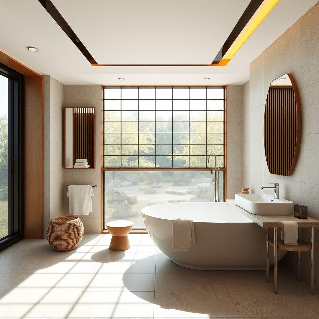 Japandi hotel bathroom - AI Generated