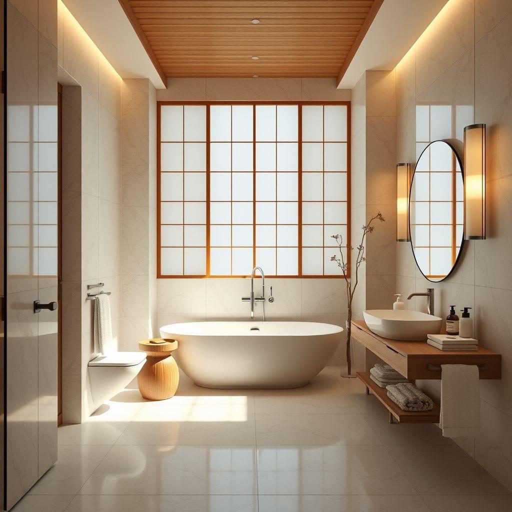 Japandi hotel bathroom - AI Generated