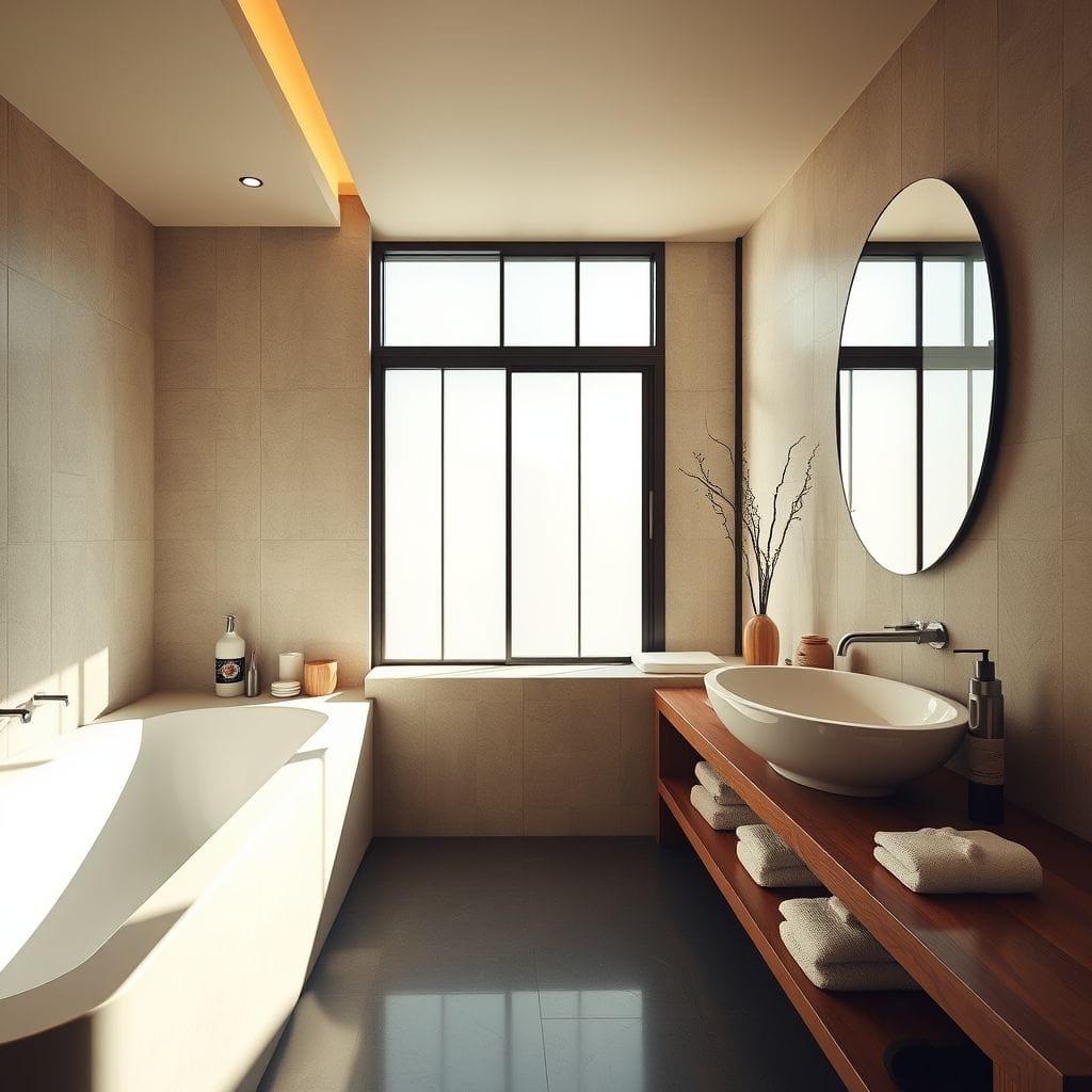 Japandi hotel bathroom - AI Generated