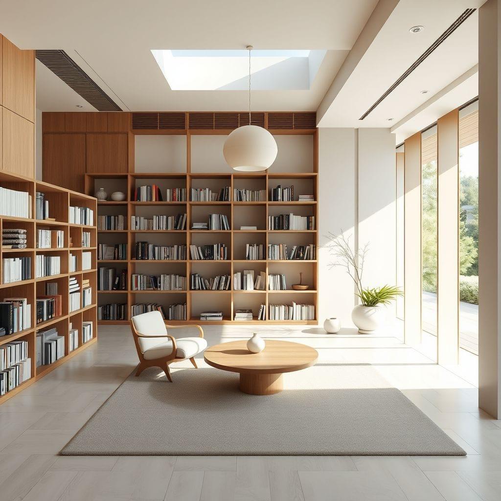 Japandi library - AI Generated
