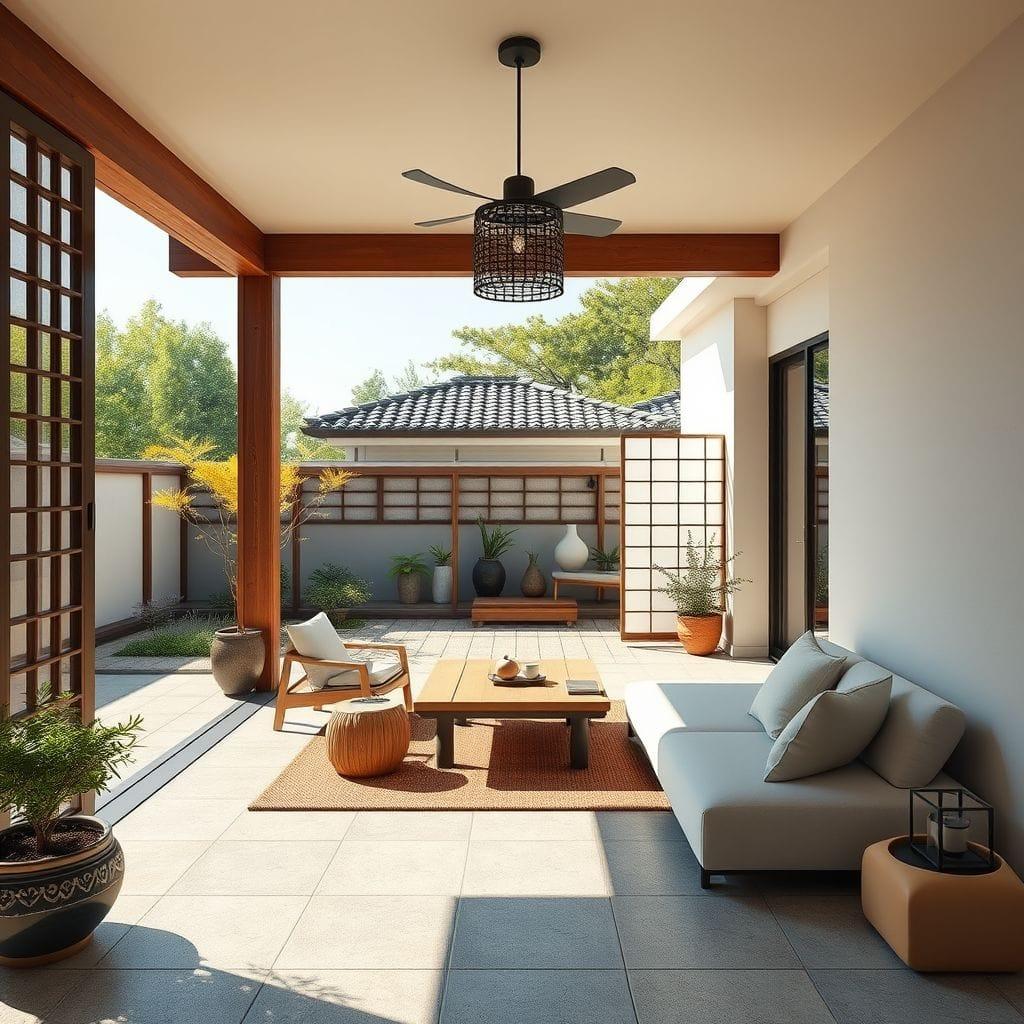 Japandi outdoor patio - AI Generated