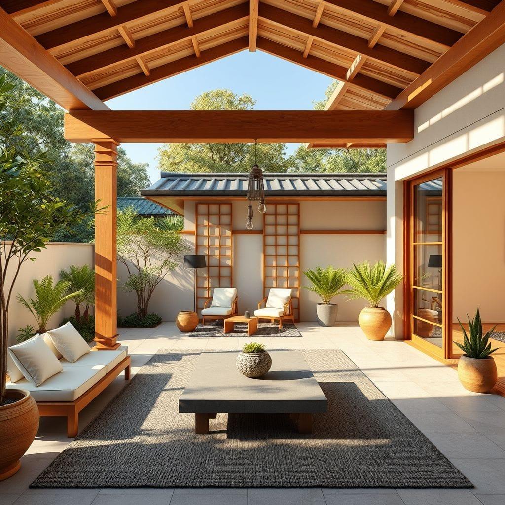 Japandi outdoor patio - AI Generated