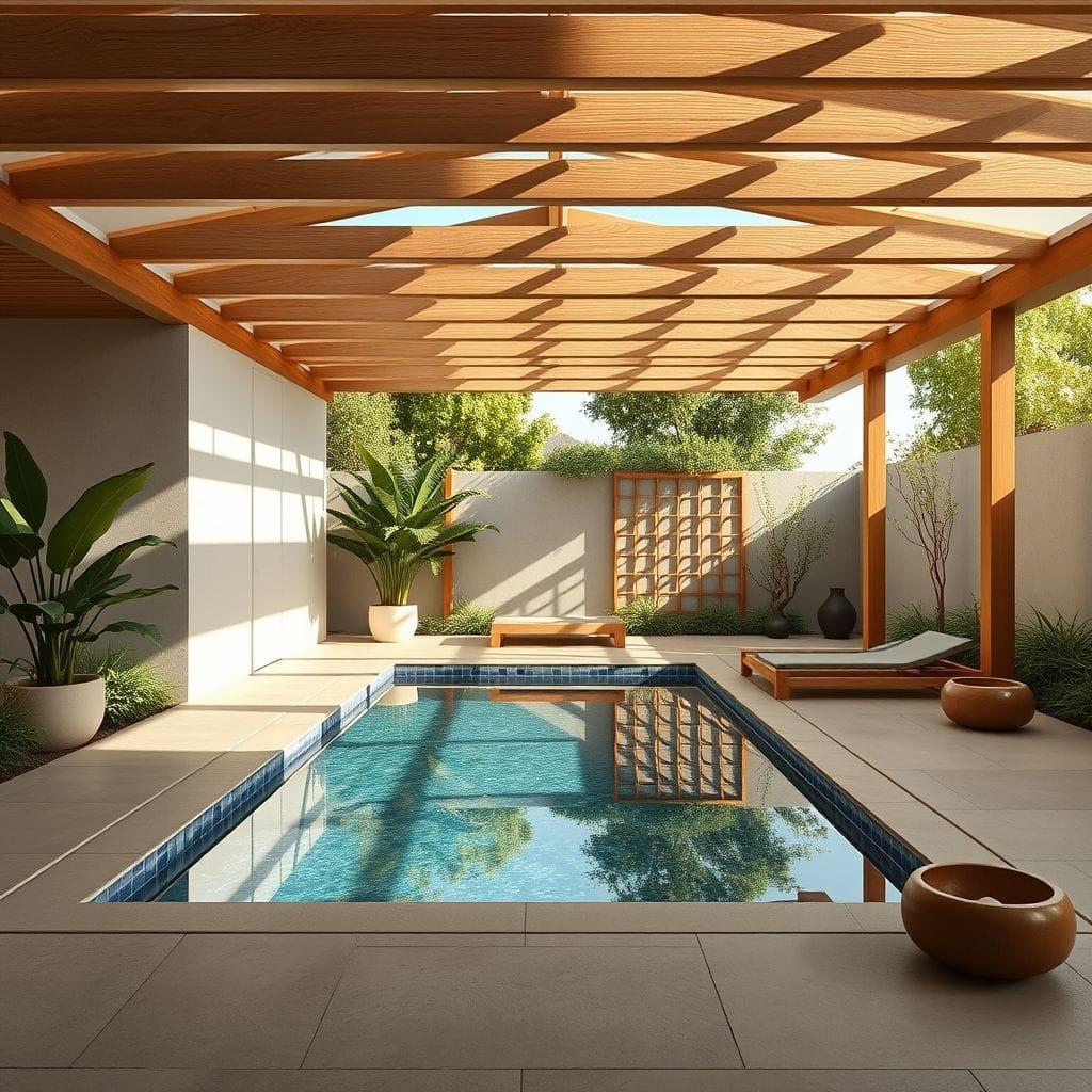 Japandi outdoor pool area - AI Generated