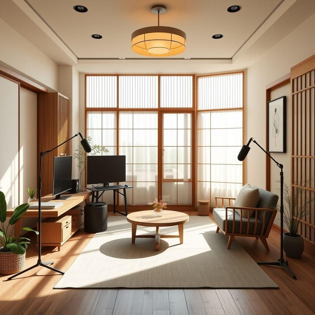 Japandi podcast studio - AI Generated