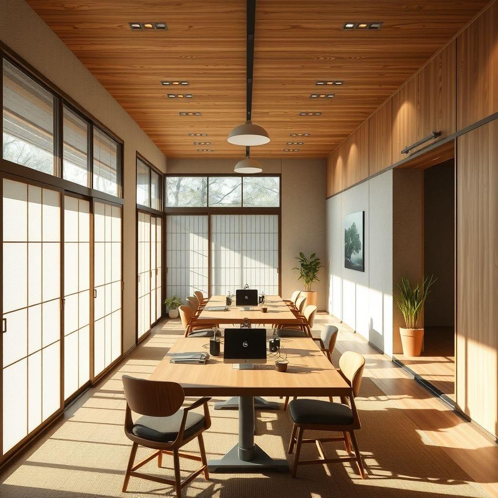 Japanese Design coworking space - AI Generated