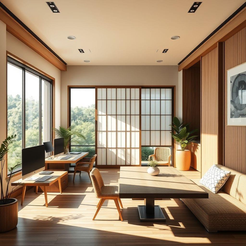 Japanese Design coworking space - AI Generated