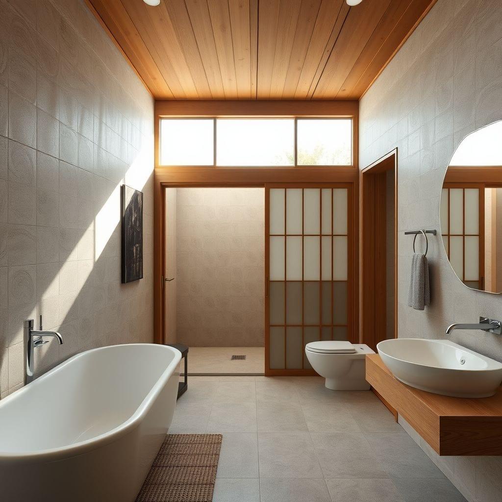 Japanese Design hotel bathroom - AI Generated