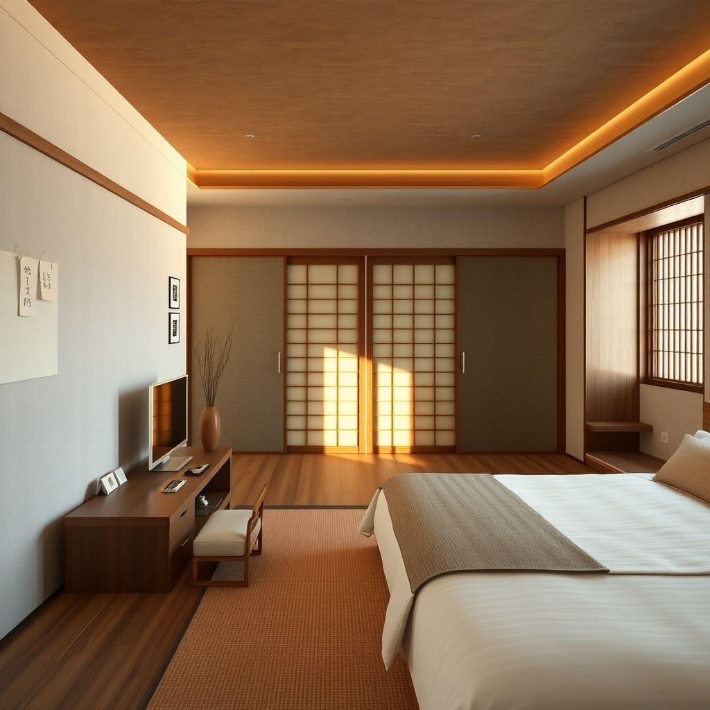 Japanese Design hotel room - AI Generated