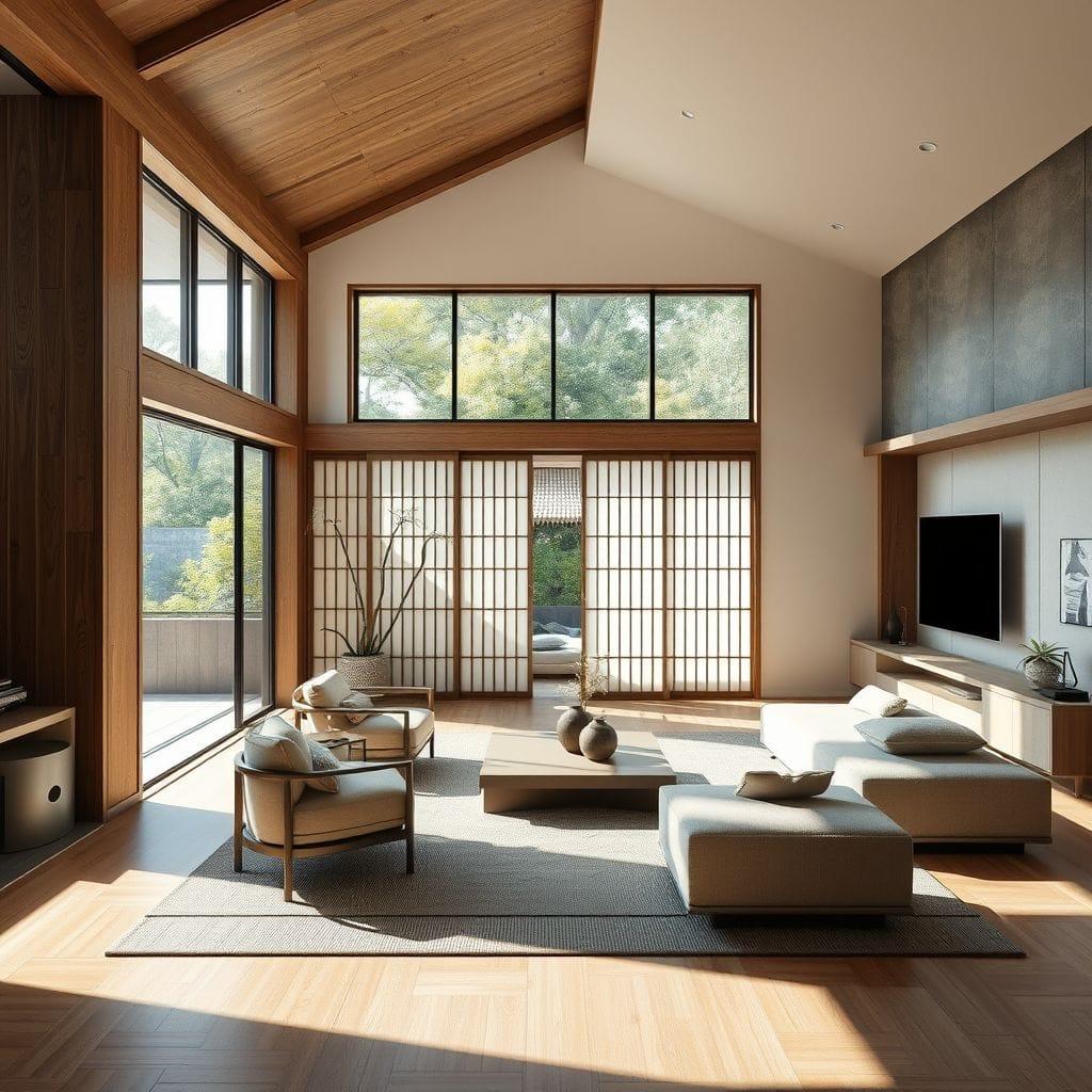Japanese Design living room - AI Generated