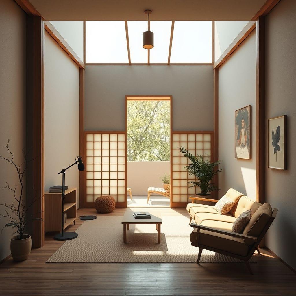Japanese Design podcast studio - AI Generated