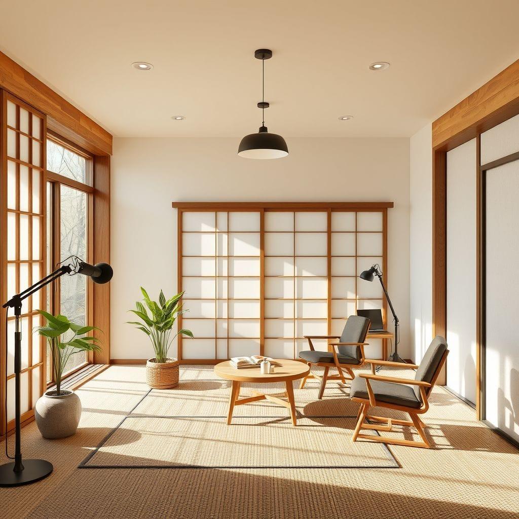 Japanese Design podcast studio - AI Generated