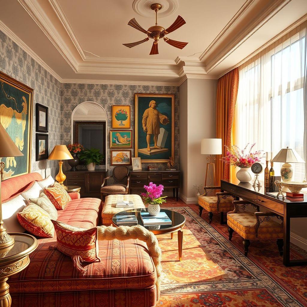 Maximalist hotel room - AI Generated