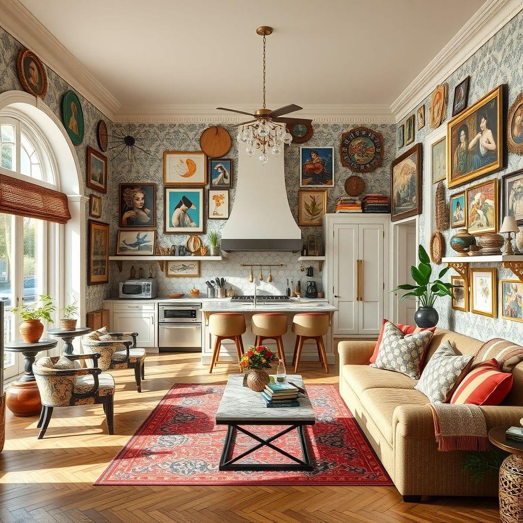 Maximalist kitchen living combo - AI Generated