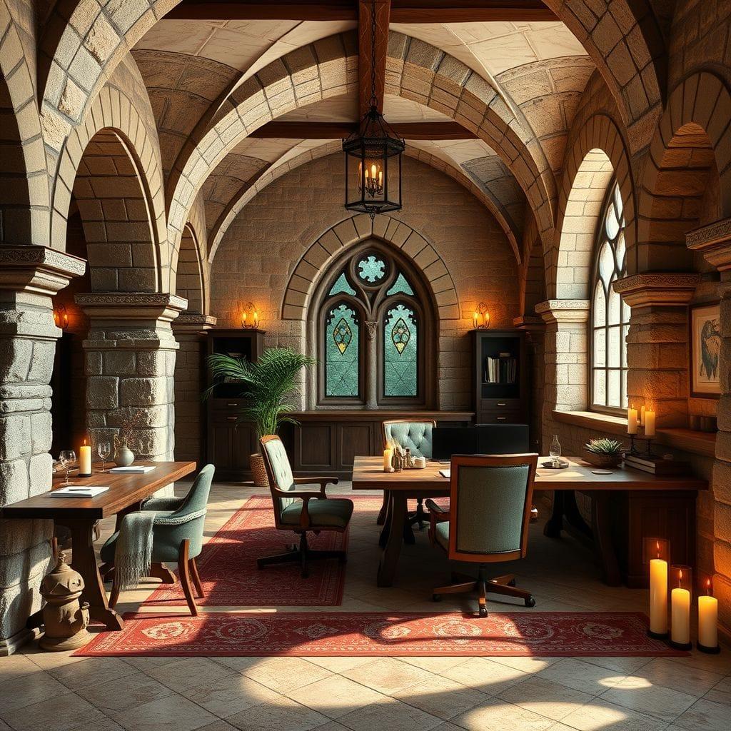 Medieval coworking space - AI Generated