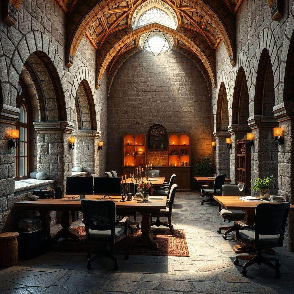 Medieval coworking space - AI Generated