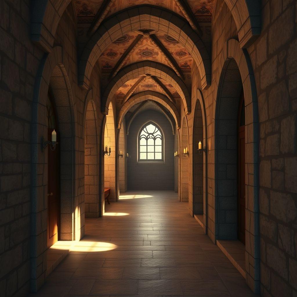 Medieval hallway - AI Generated