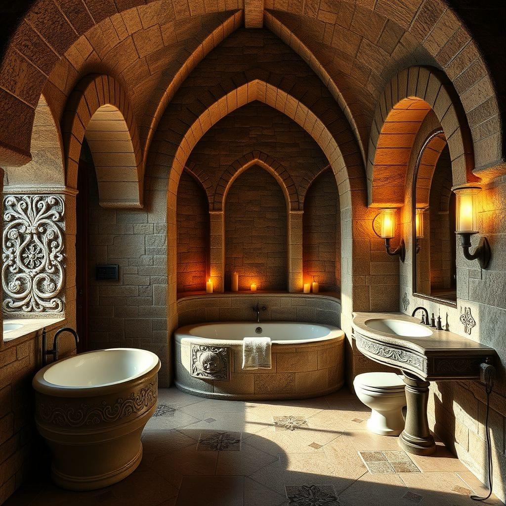 Medieval hotel bathroom - AI Generated