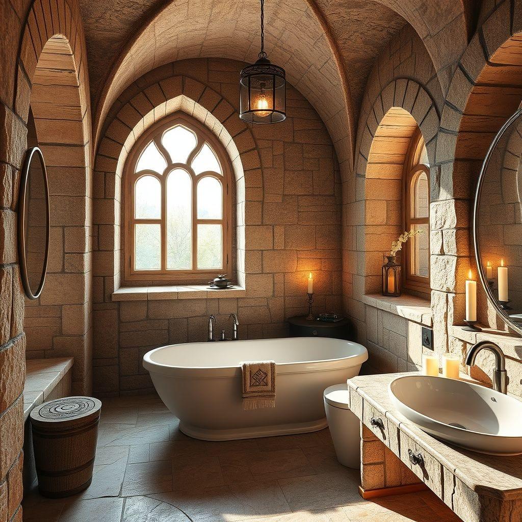 Medieval hotel bathroom - AI Generated