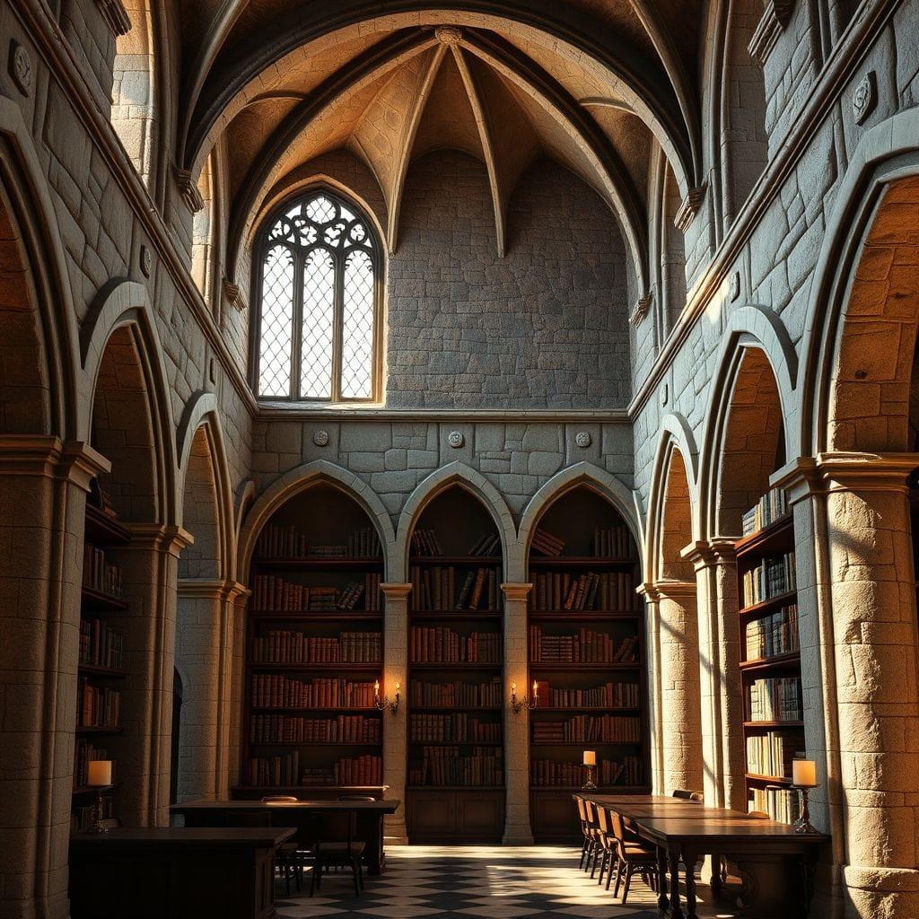 Medieval library - AI Generated