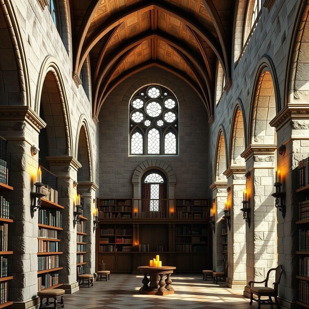 Medieval library - AI Generated