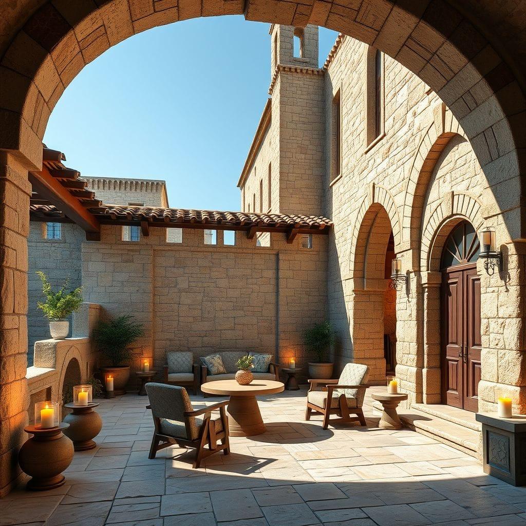 Medieval outdoor patio - AI Generated