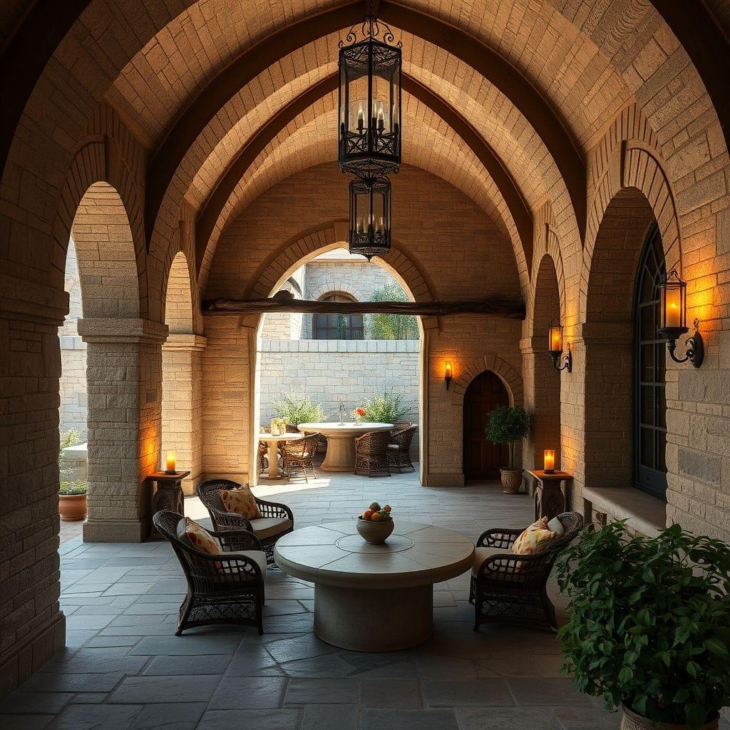 Medieval outdoor patio - AI Generated