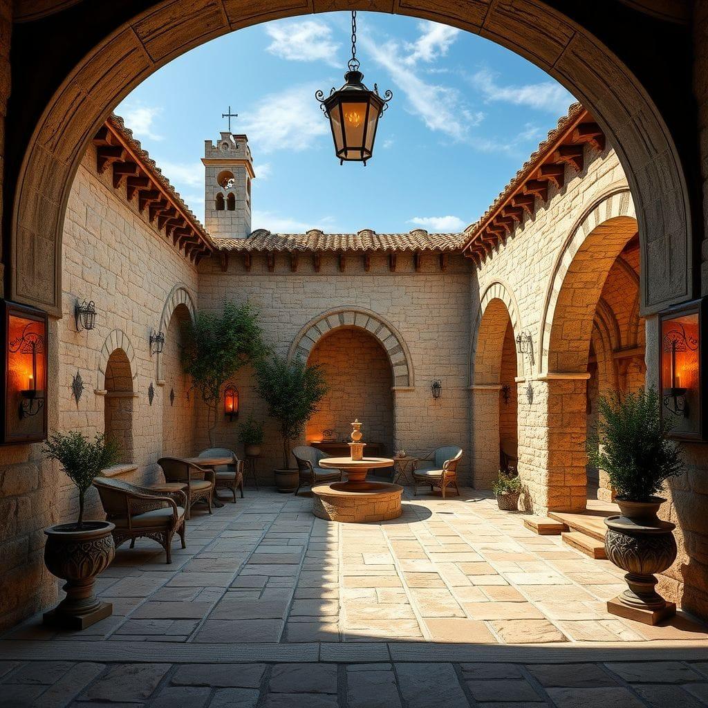 Medieval outdoor patio - AI Generated