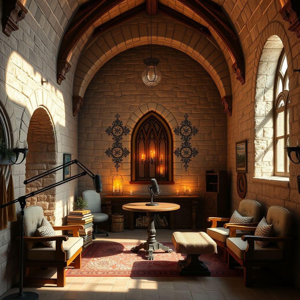 Medieval podcast studio - AI Generated