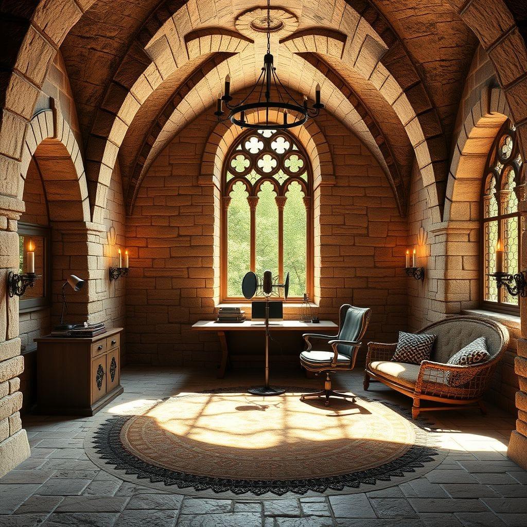Medieval podcast studio - AI Generated