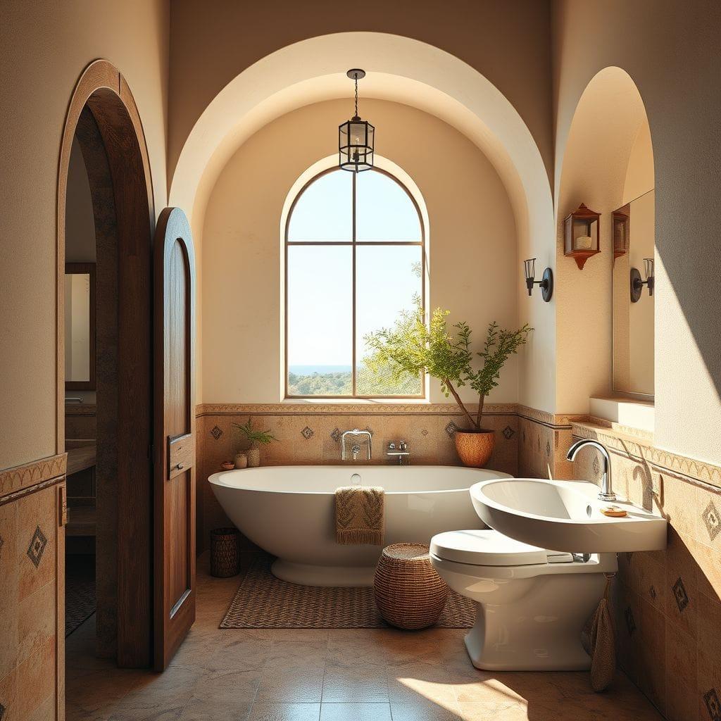 Mediterranean hotel bathroom - AI Generated