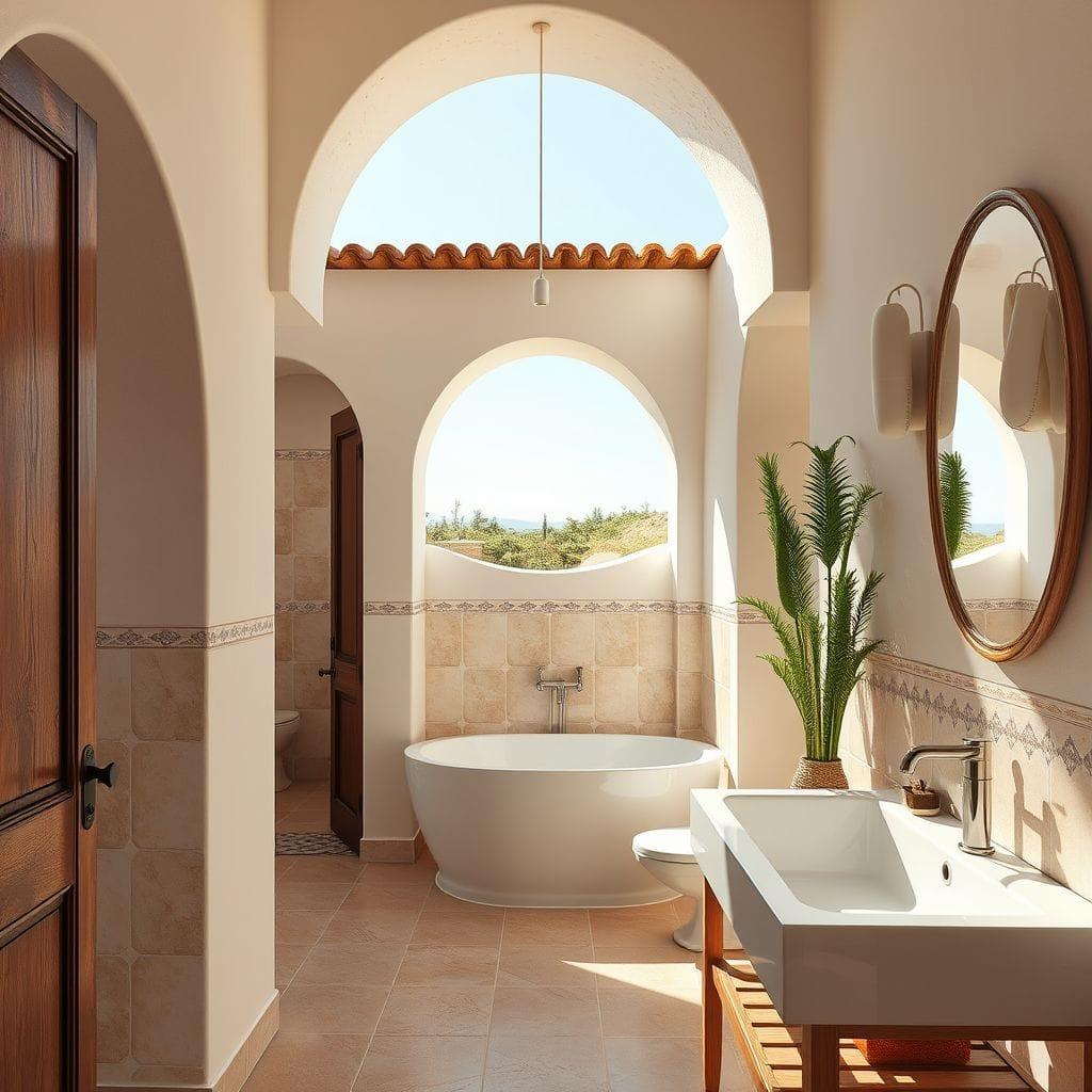Mediterranean hotel bathroom - AI Generated