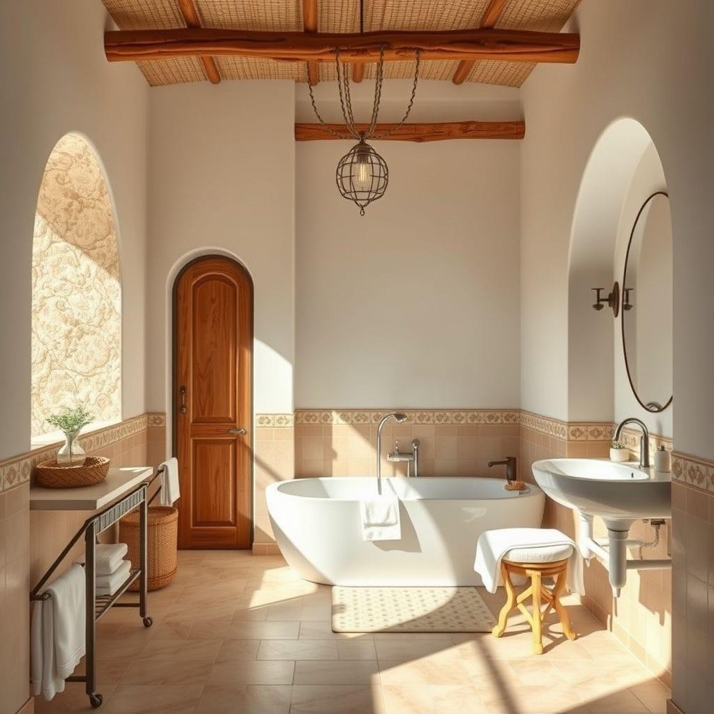 Mediterranean hotel bathroom - AI Generated