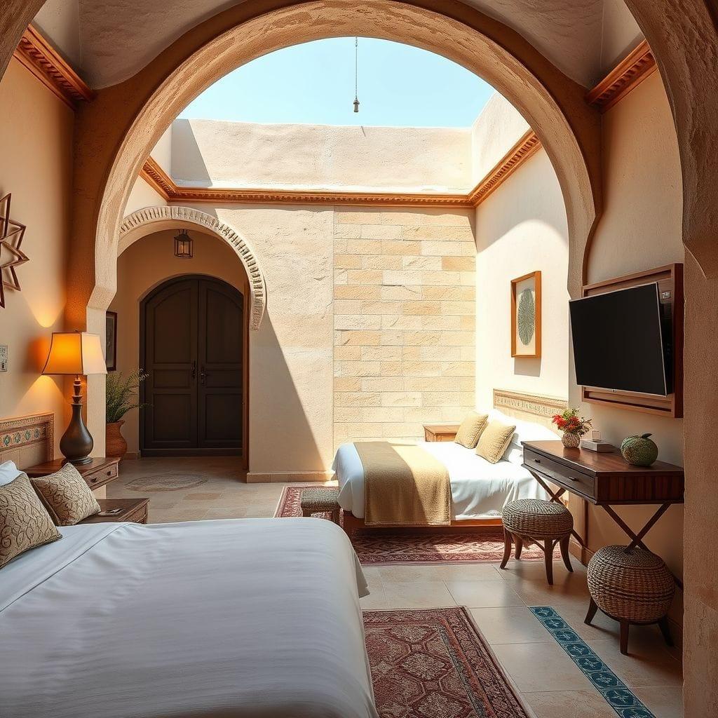 Mediterranean hotel room - AI Generated